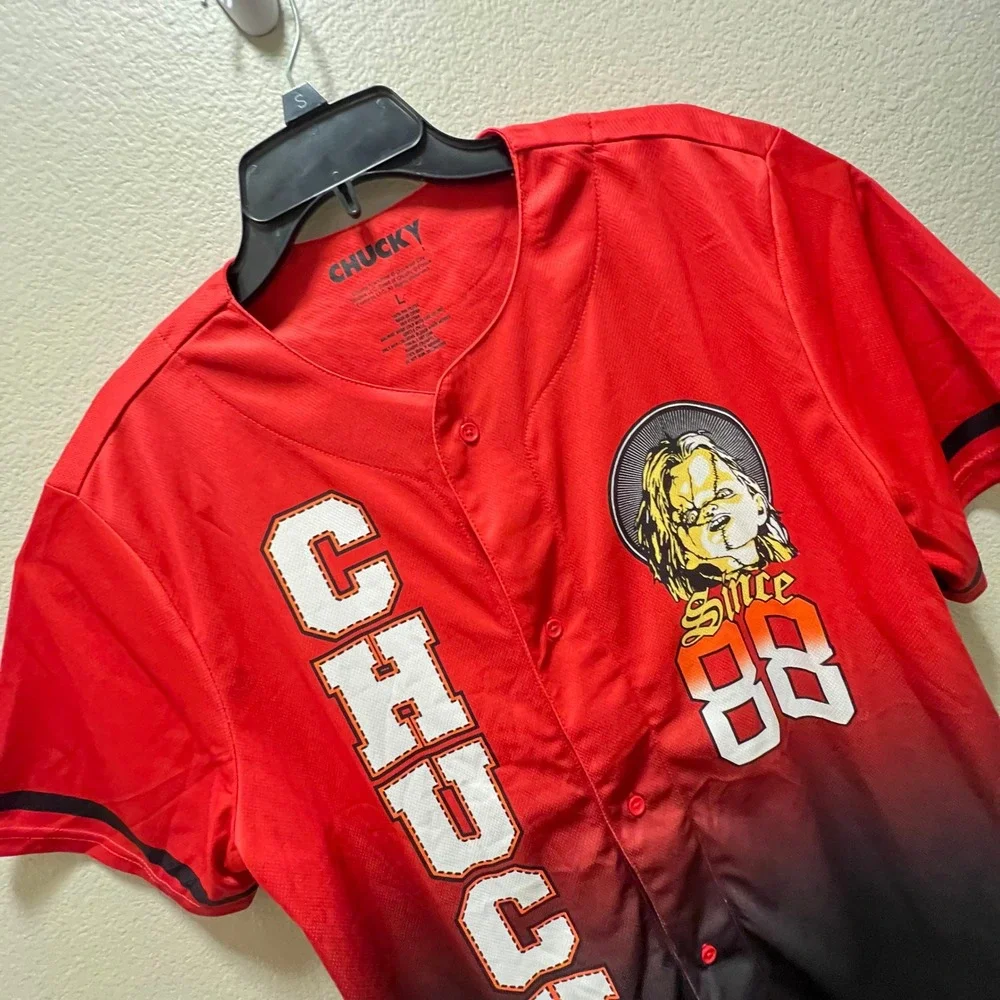 Chucky Baseball Jersey Kids Large‎ Red Black Gradient Wanna Play Horror Movie L